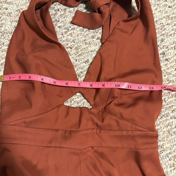 Reiss Alma Cut-Out Halter Jumpsuit in Rust- Size 2 - Picture 11 of 15